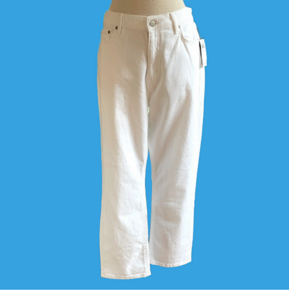 Lauren Ralph Lauren sz 14 high rise straight ankle white jeans